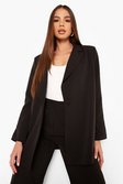 Black Asymmetric Wrap Tailored Blazer
