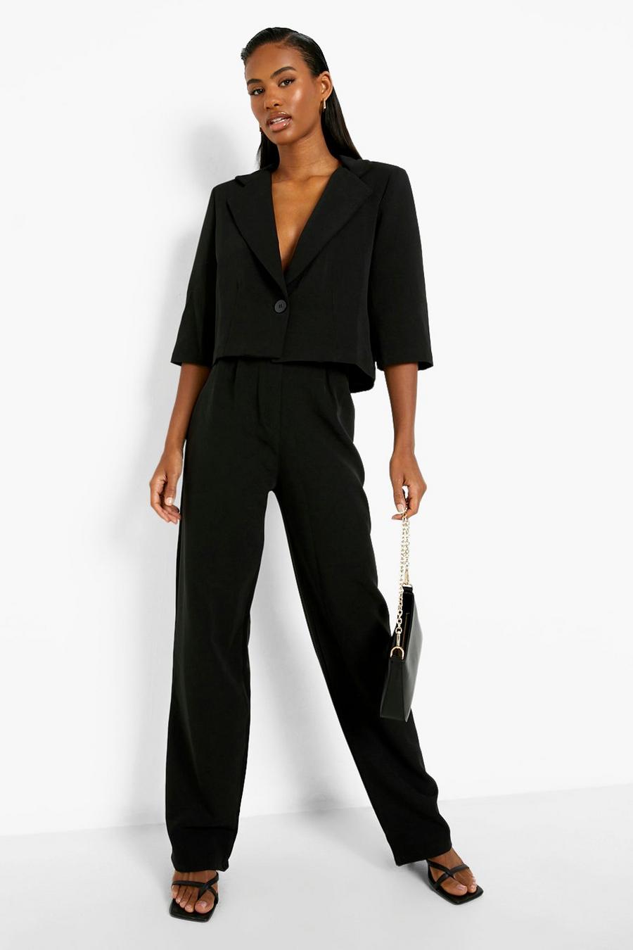 Black Pleat Front Relaxed Fit Pants image number 1
