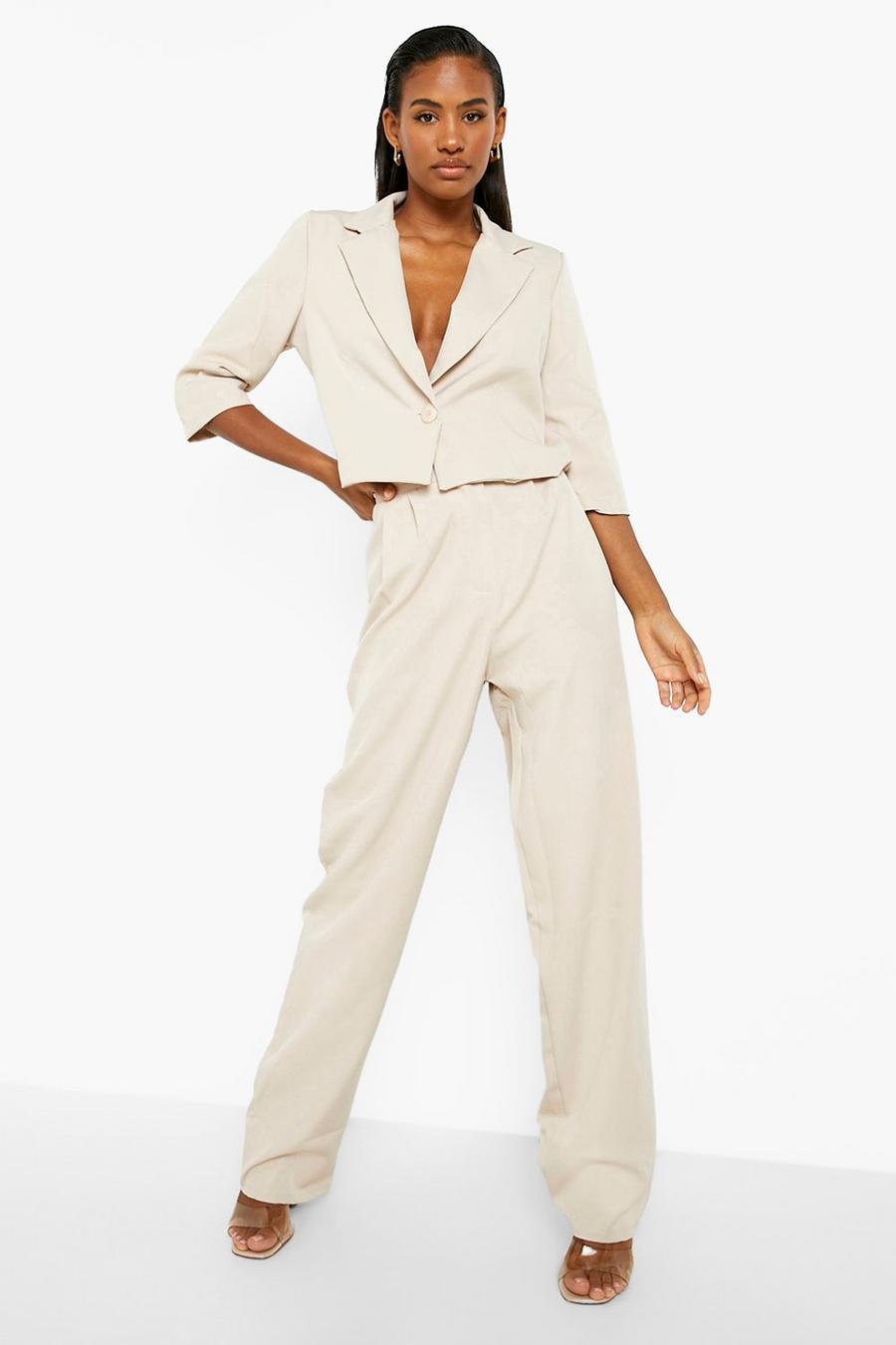 Cropped Blazer & Tailored Trouser Suit Set