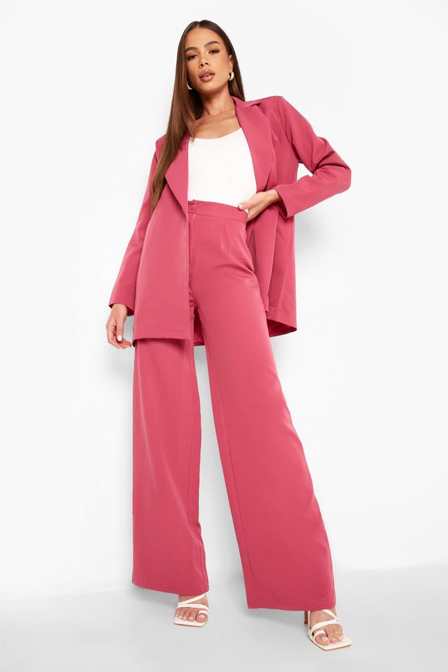 Magenta Tailored Fit & Flare Trousers image number 1