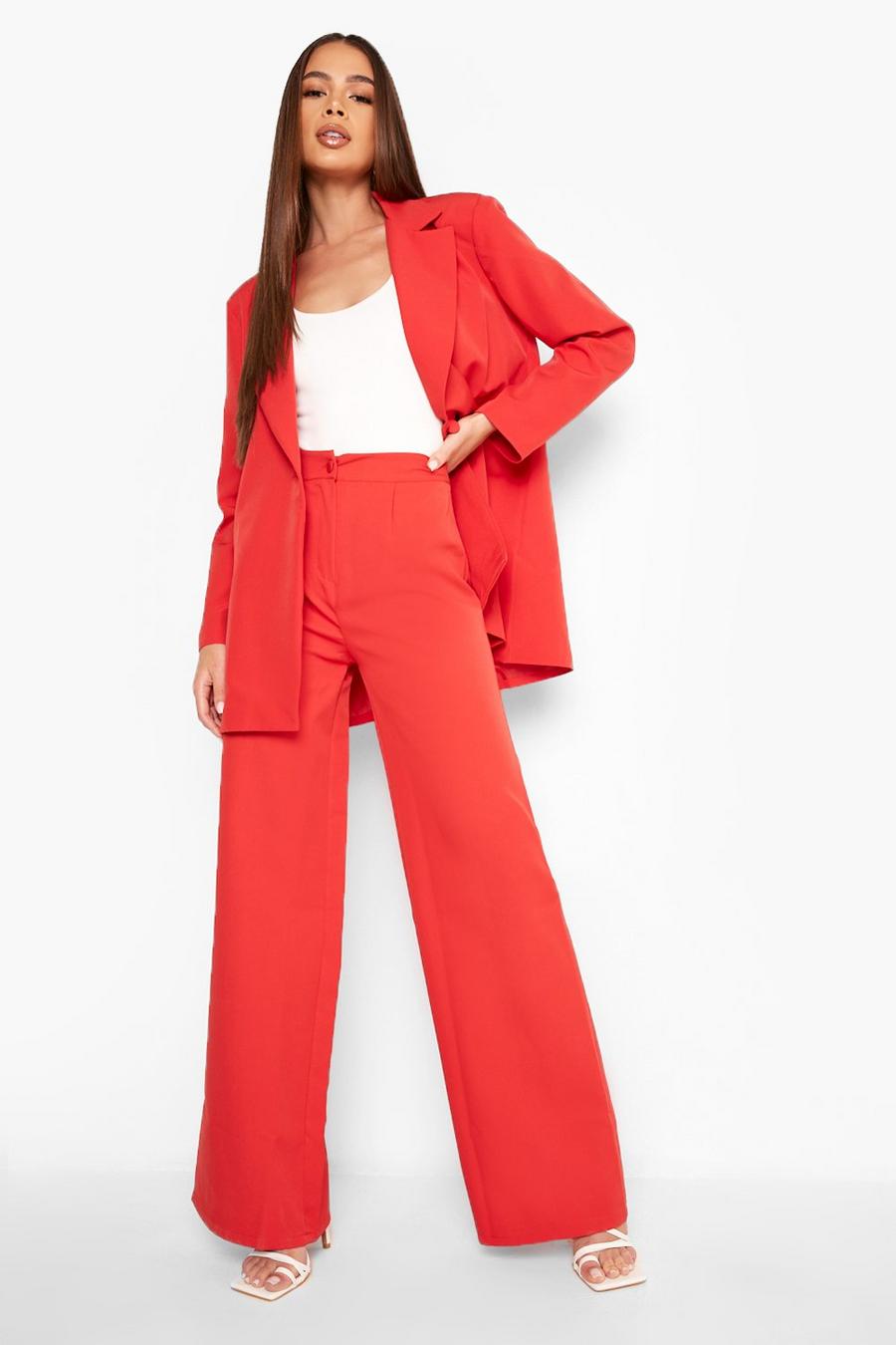 Red Tailored Fit & Flare Pants image number 1