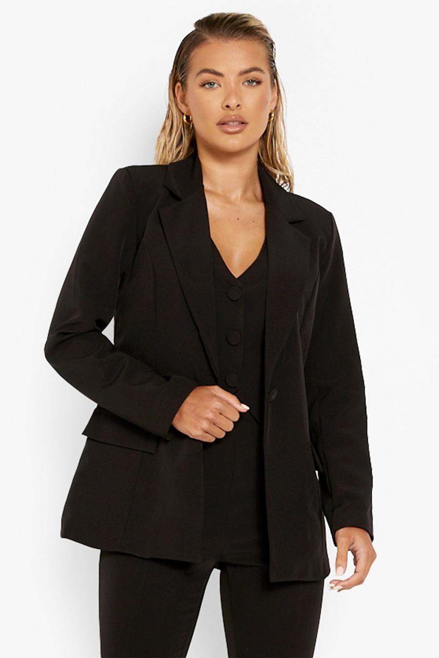 Black Tailored Fitted Blazer image number 1