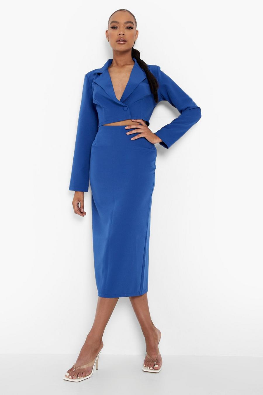 Azure blue Tailored Midaxi Skirt With Split