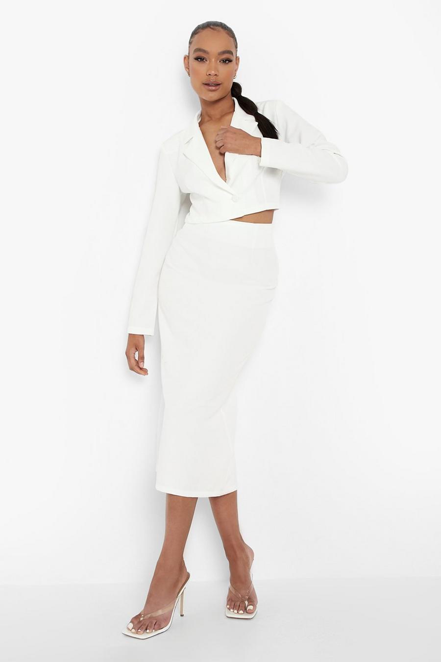 Ivory Tailored Midaxi Skirt With Split image number 1