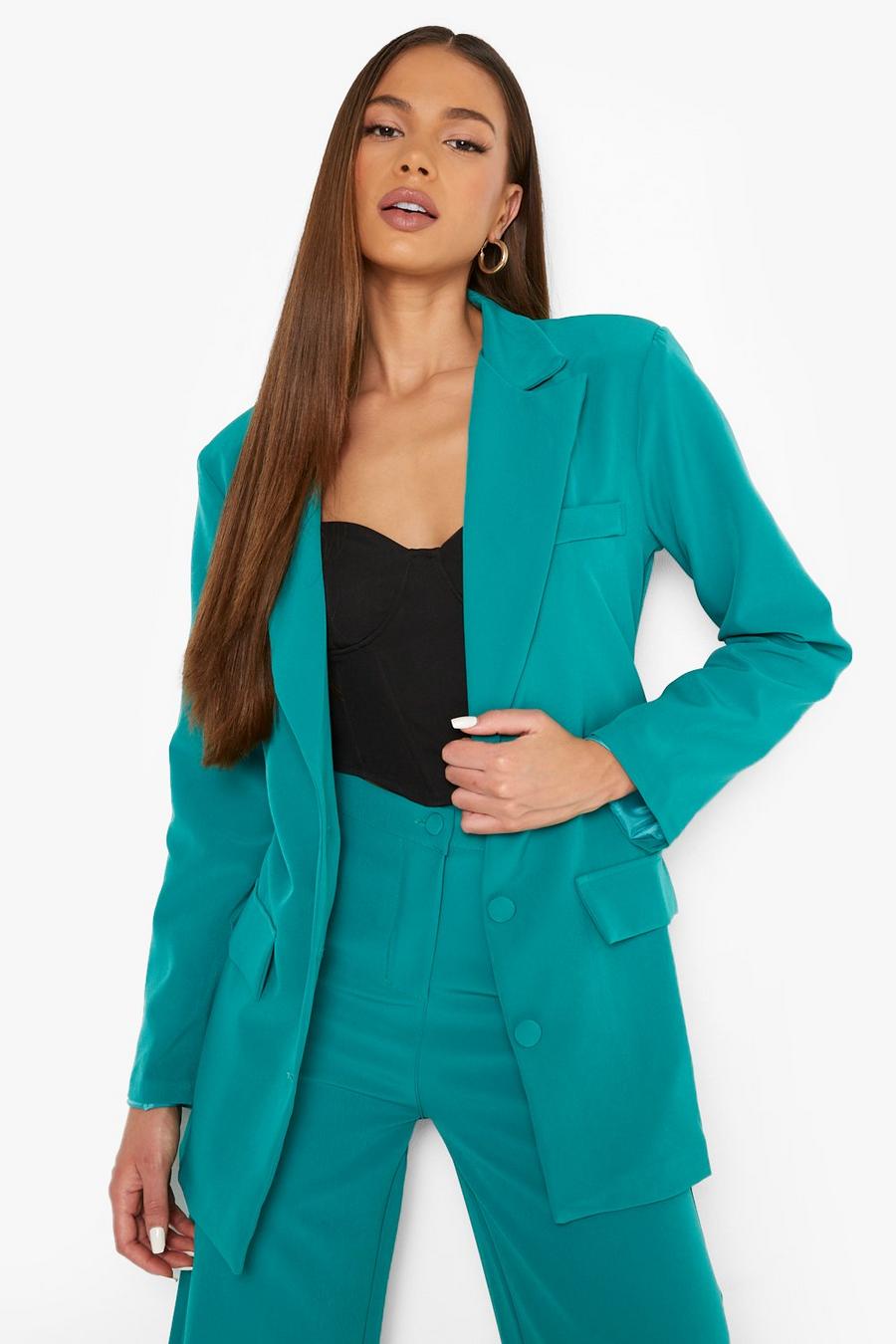 Turquoise Tailored Relaxed Fit Blazer image number 1