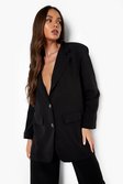 Black Relaxed Fit Mock Horn Button Blazer