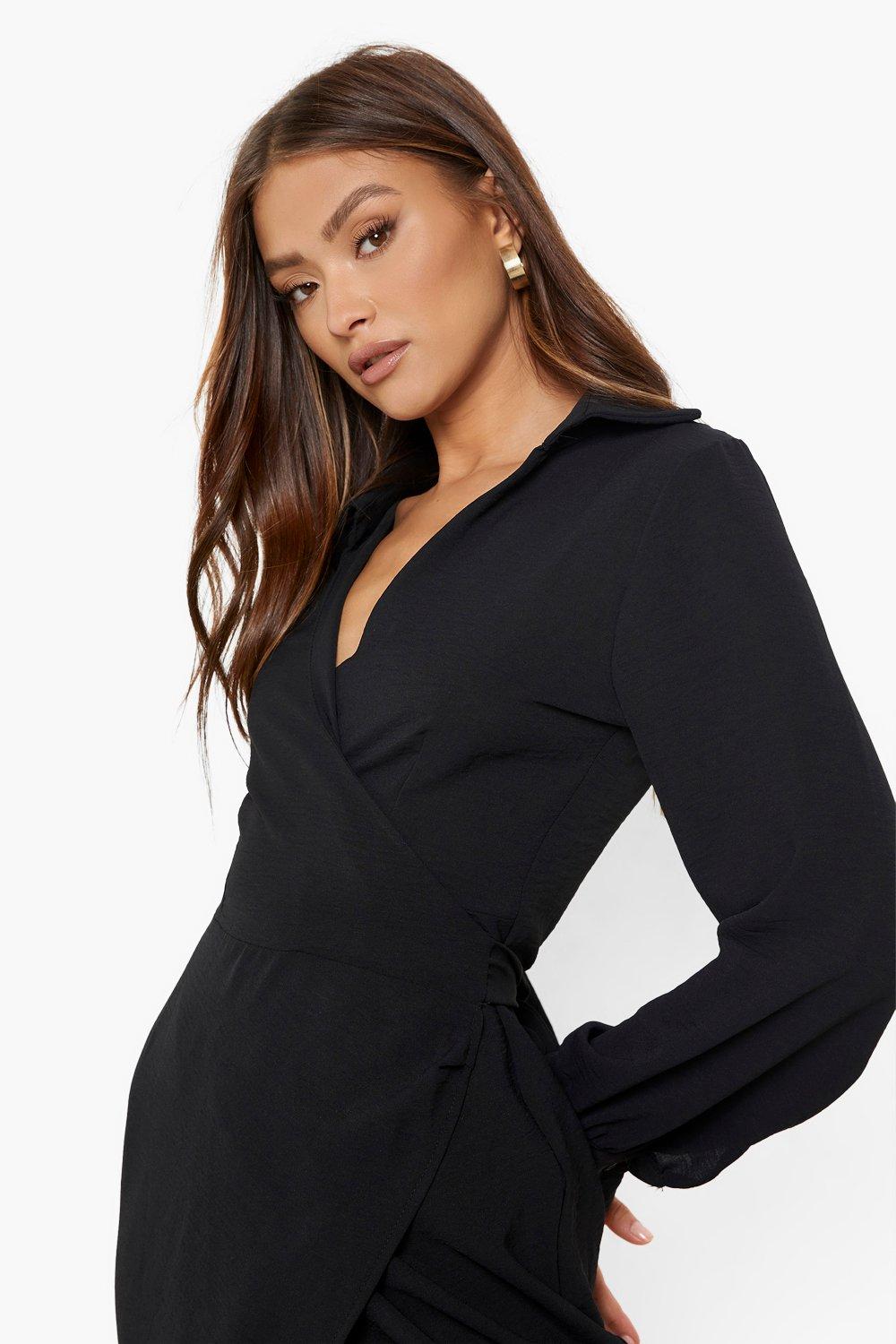 Black wrap outlet shirt dress