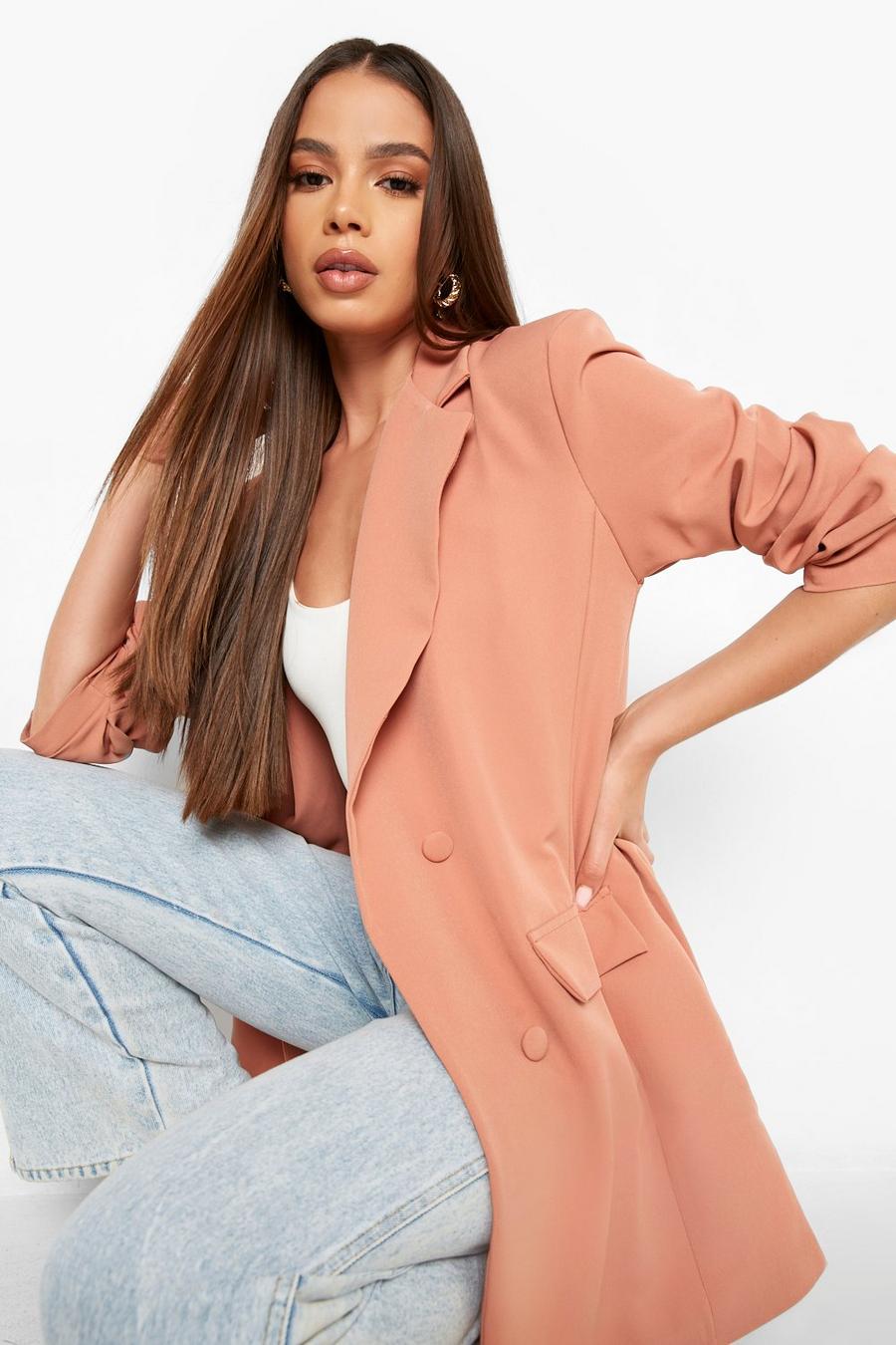 Spice Ruched Sleeve Double Breasted Blazer image number 1
