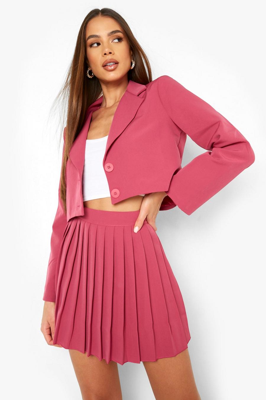 Magenta pink Pleated Woven Mini Skirt image number 1