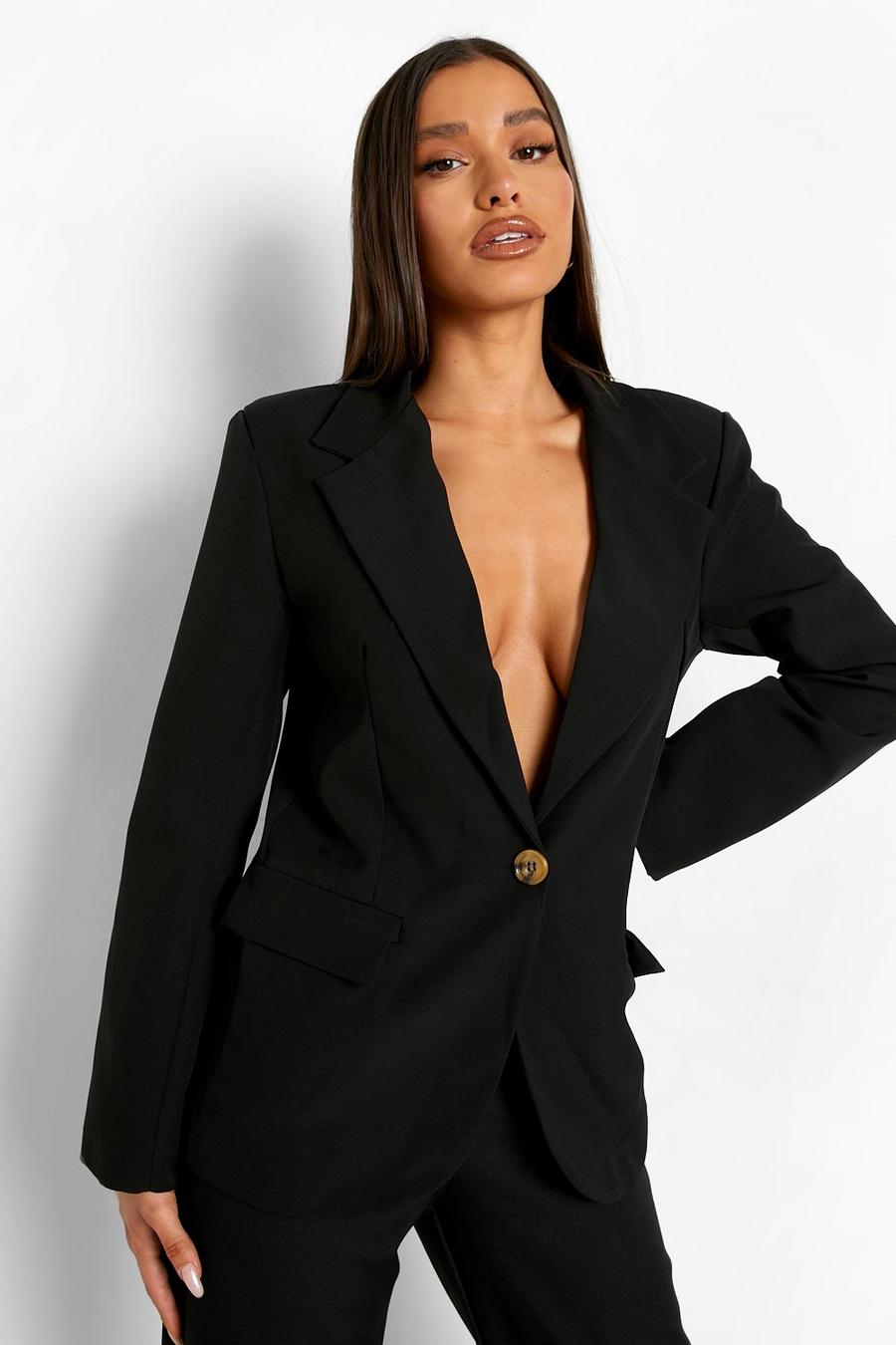 Black Single Breasted Tailored Blazer image number 1