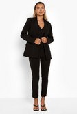Black Split Front Tailored Trousers