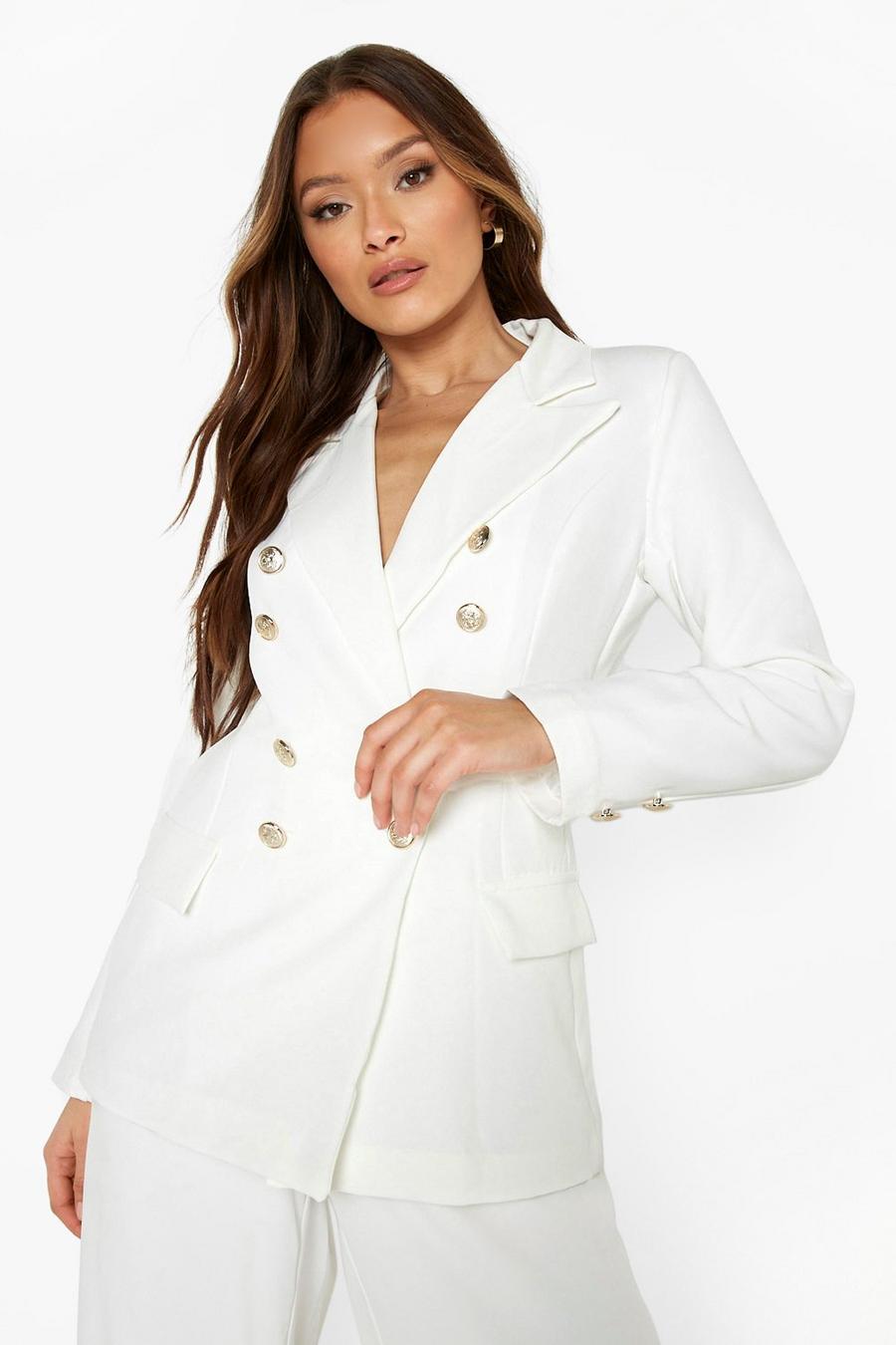 Ivory Gold Button Double Breasted Blazer image number 1