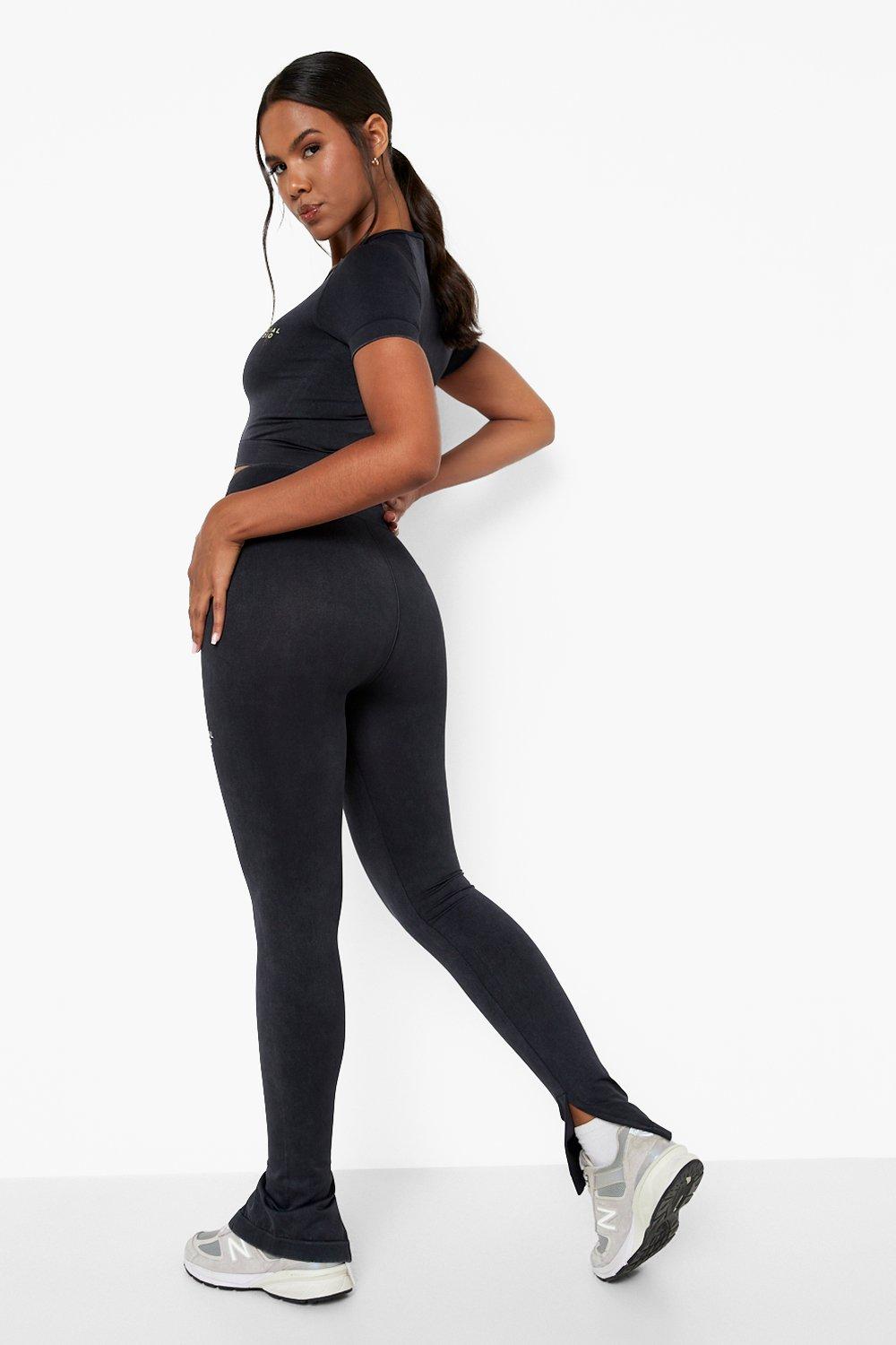 Black acid outlet wash leggings