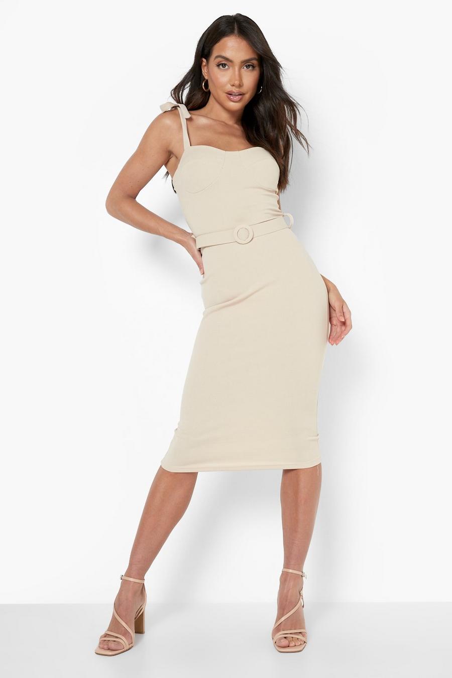Stone Strappy Belted Midi Dress image number 1