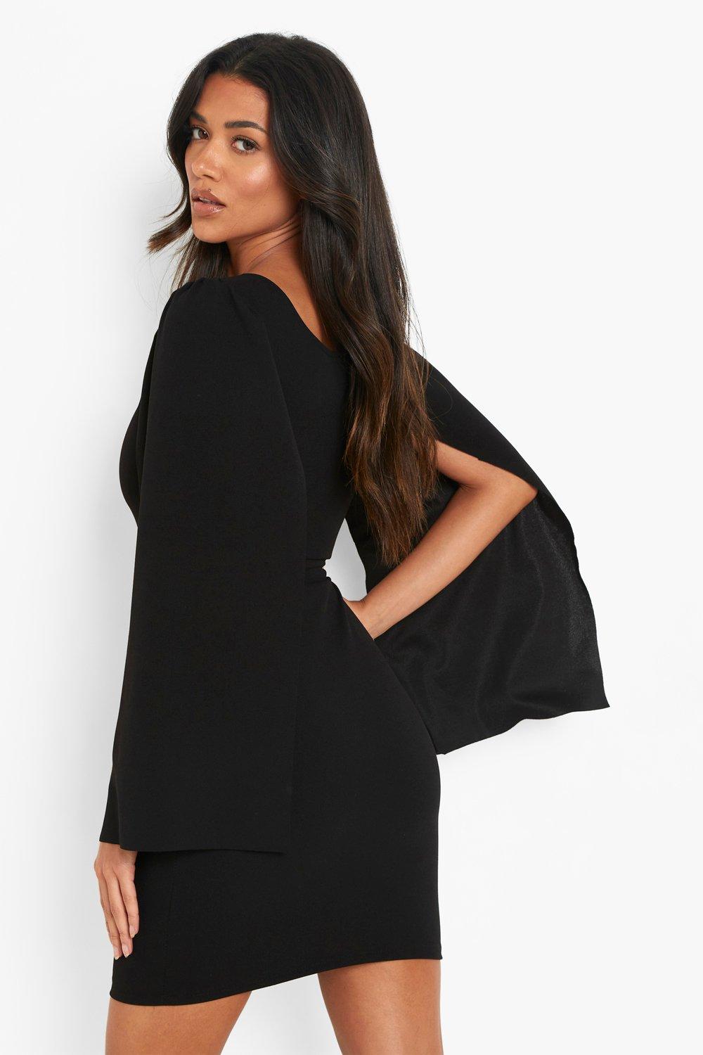 Black cape mini outlet dress