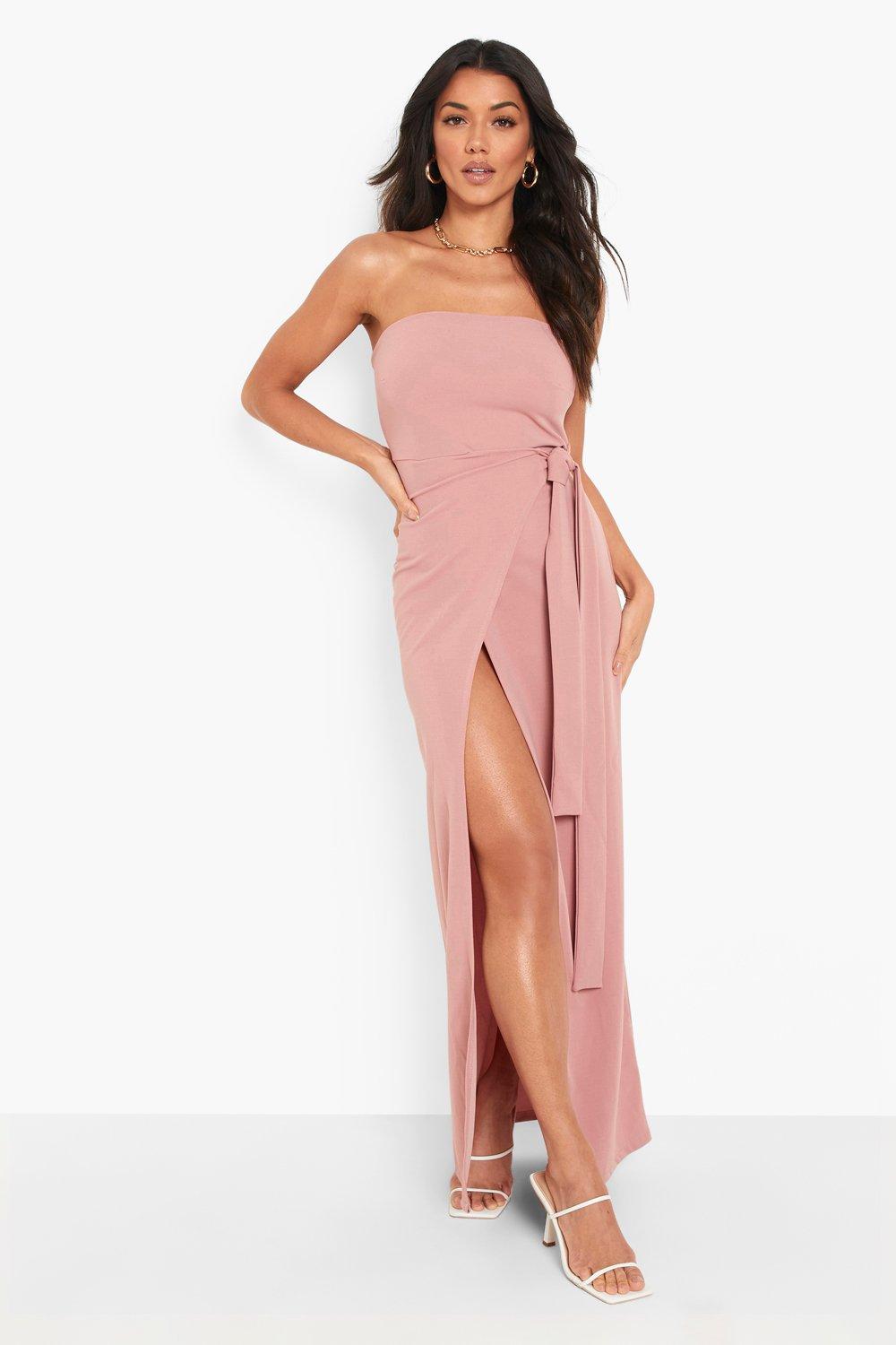 Robe longue bandeau fendue sur le c t