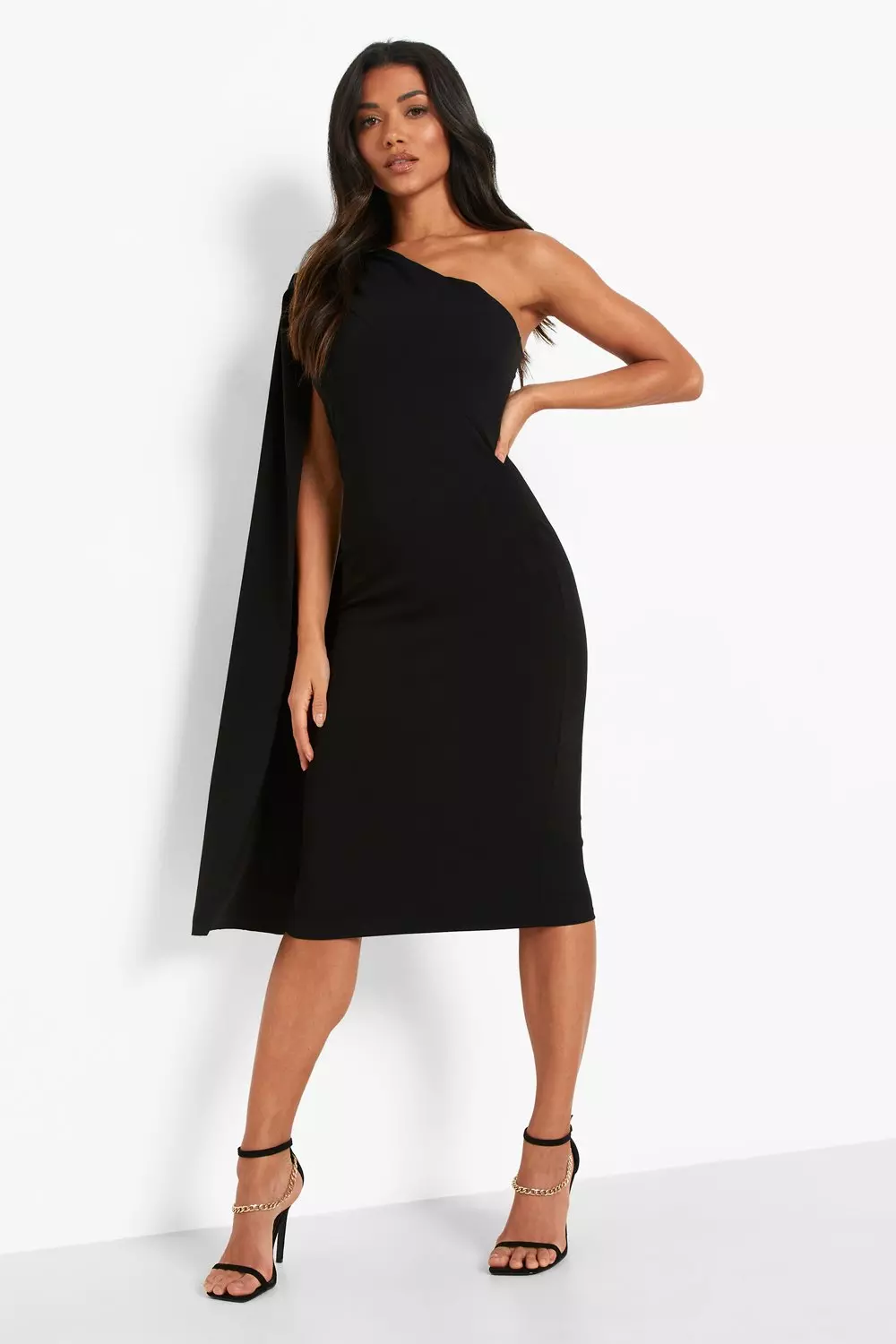 One sleeve cape clearance dress