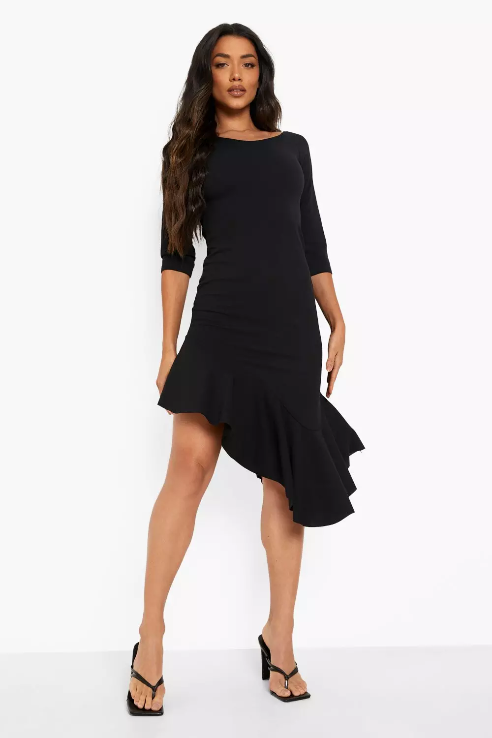 Frill hem 2025 dress boohoo