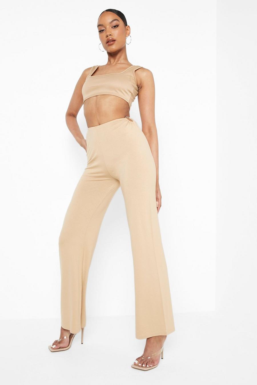 Stone Ring Detail Wide Leg Trousers image number 1