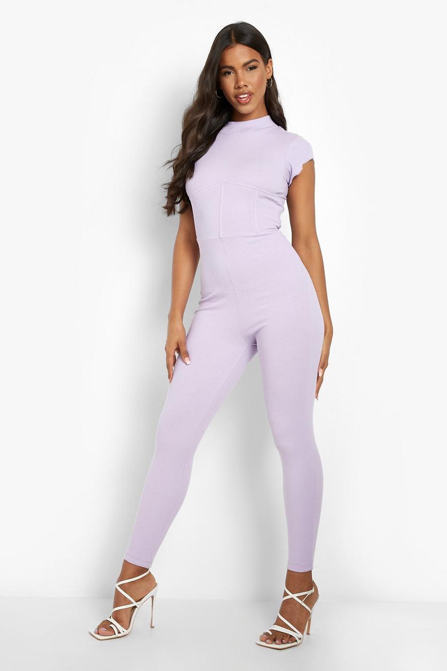 Lilac High Neck Seam Detail Jumpsuit image number 1