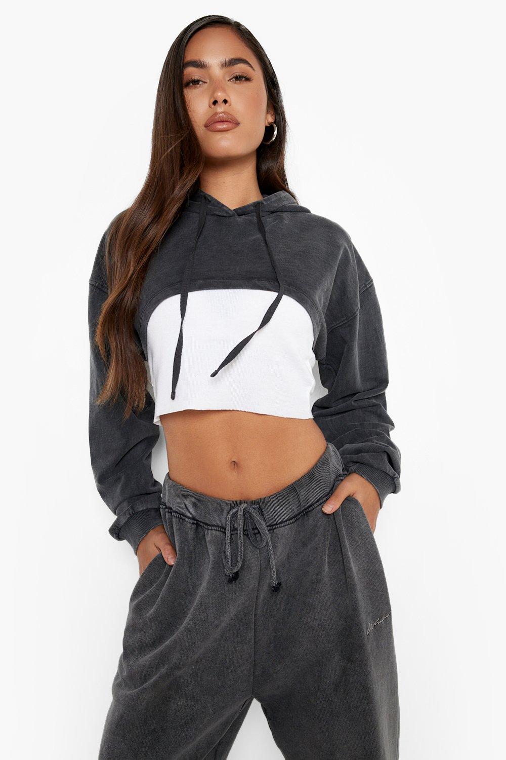 Extreme cropped hoodie store black