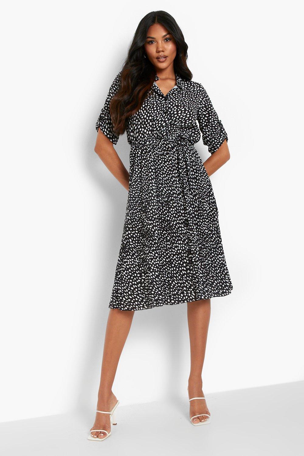 Plus Size Onyx Abstract-Print Midi Shirtdress