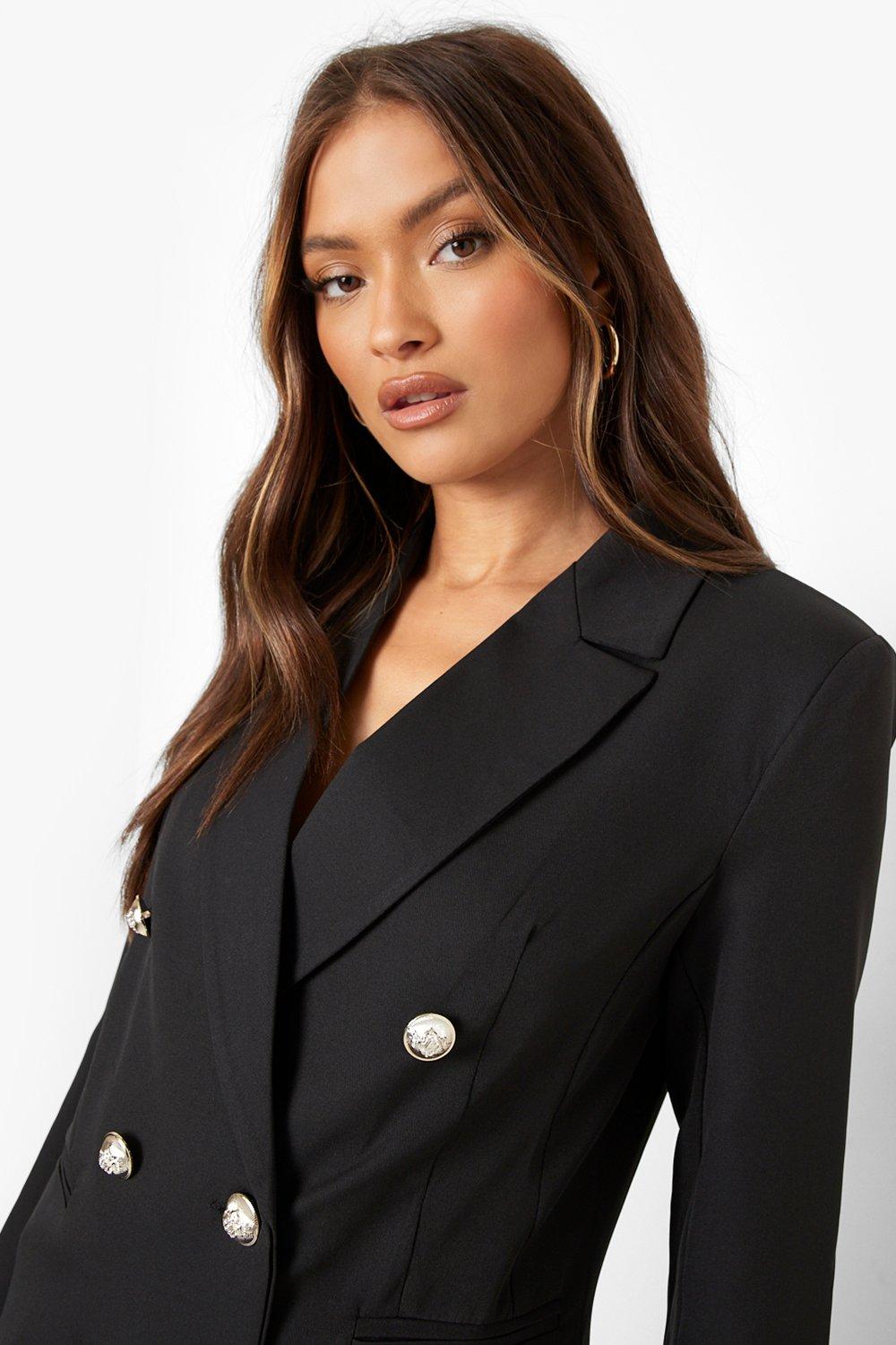 Blazer with gold buttons best sale