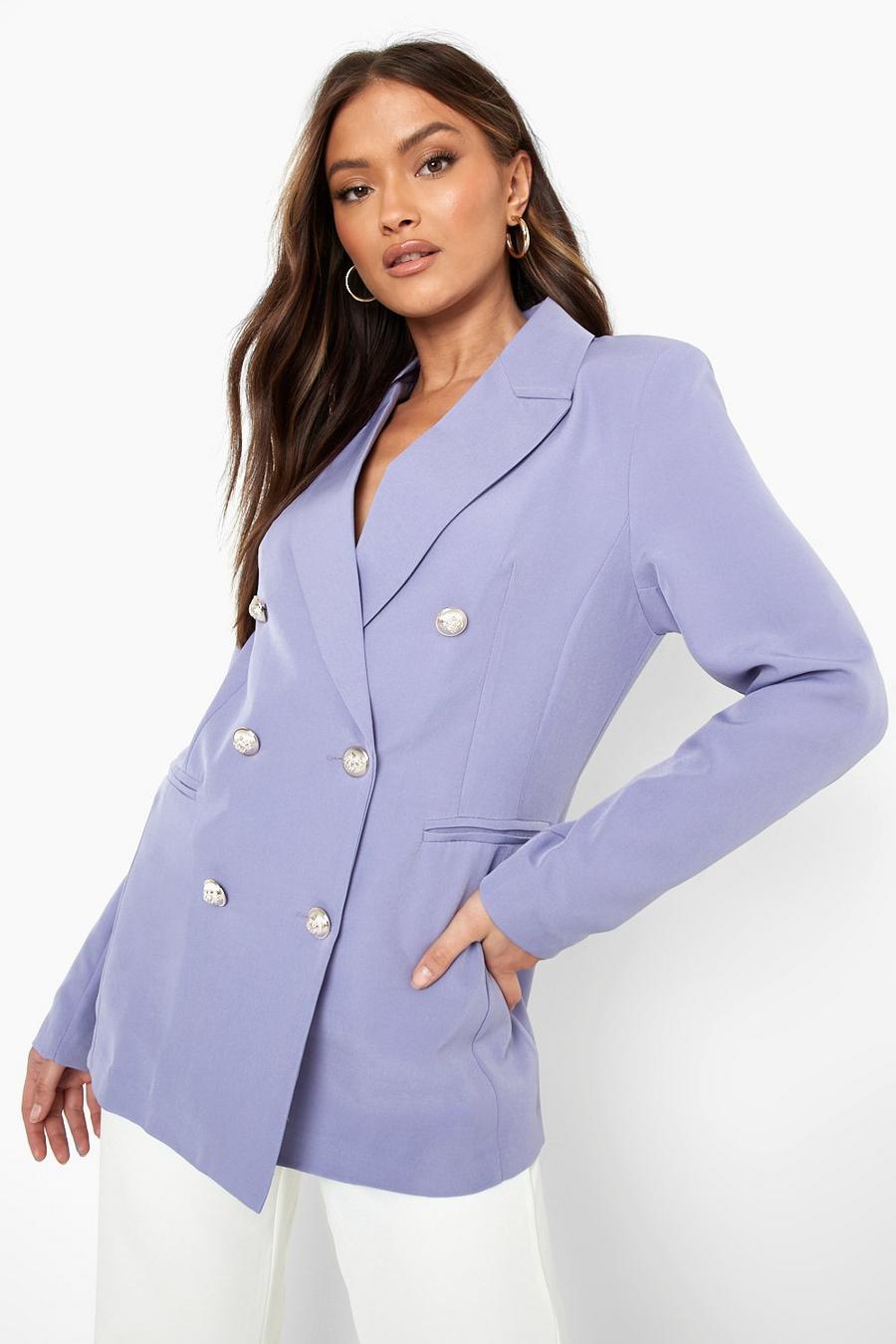 Lilac Double Breasted Gold Button Blazer image number 1