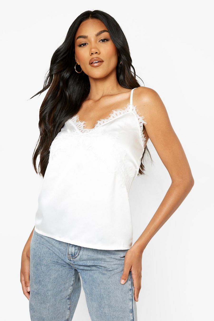 Ivory Lace Trim Cami Top image number 1