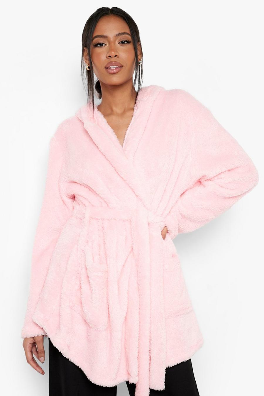 Pink Tall Slogan Embroidered Robe image number 1