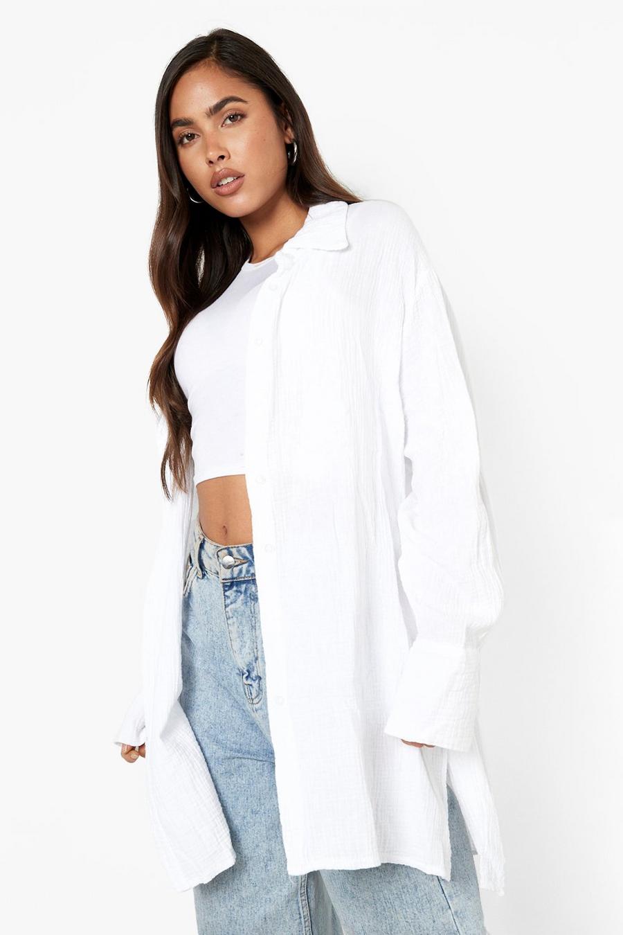 Ivory Oversized Blouse Met Textuur image number 1