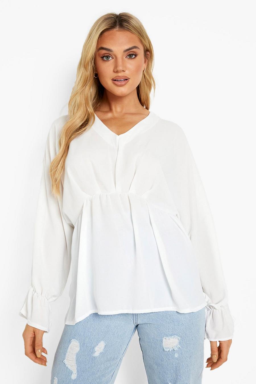 Ivory Volume Sleeve Woven Smock Top image number 1