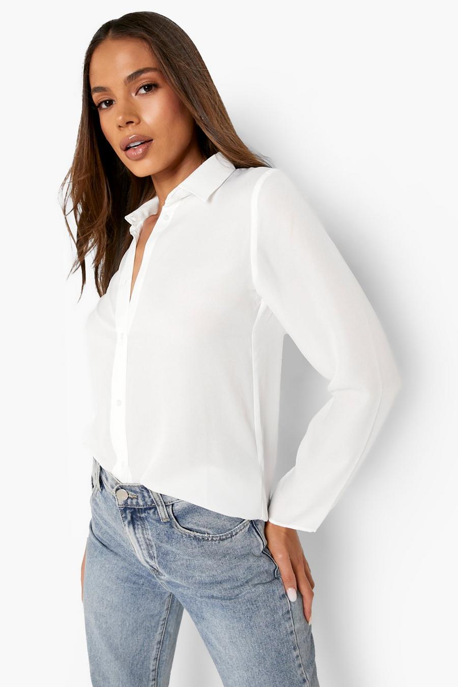 Ivory Long Sleeve Button Blouse image number 1