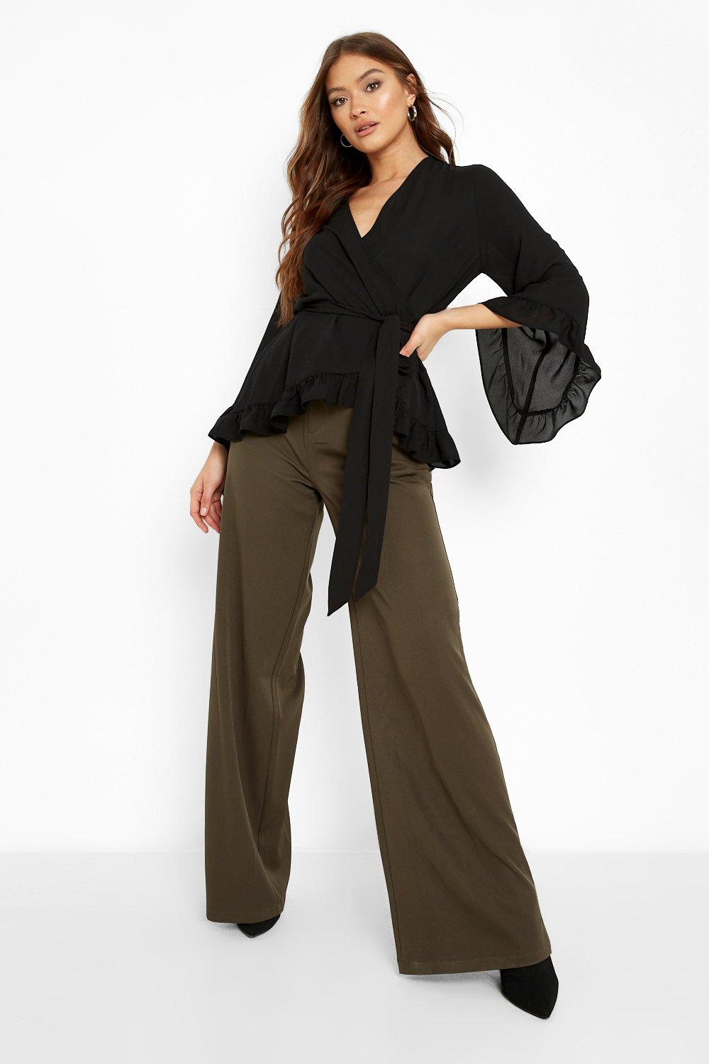 Ruffle Hem Wrap Blouse