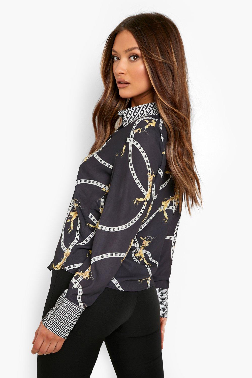 Geo Contrast Chain Print Shirt