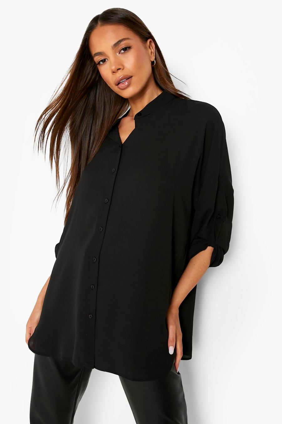 Black Longline Oversized Sleeve Shirt