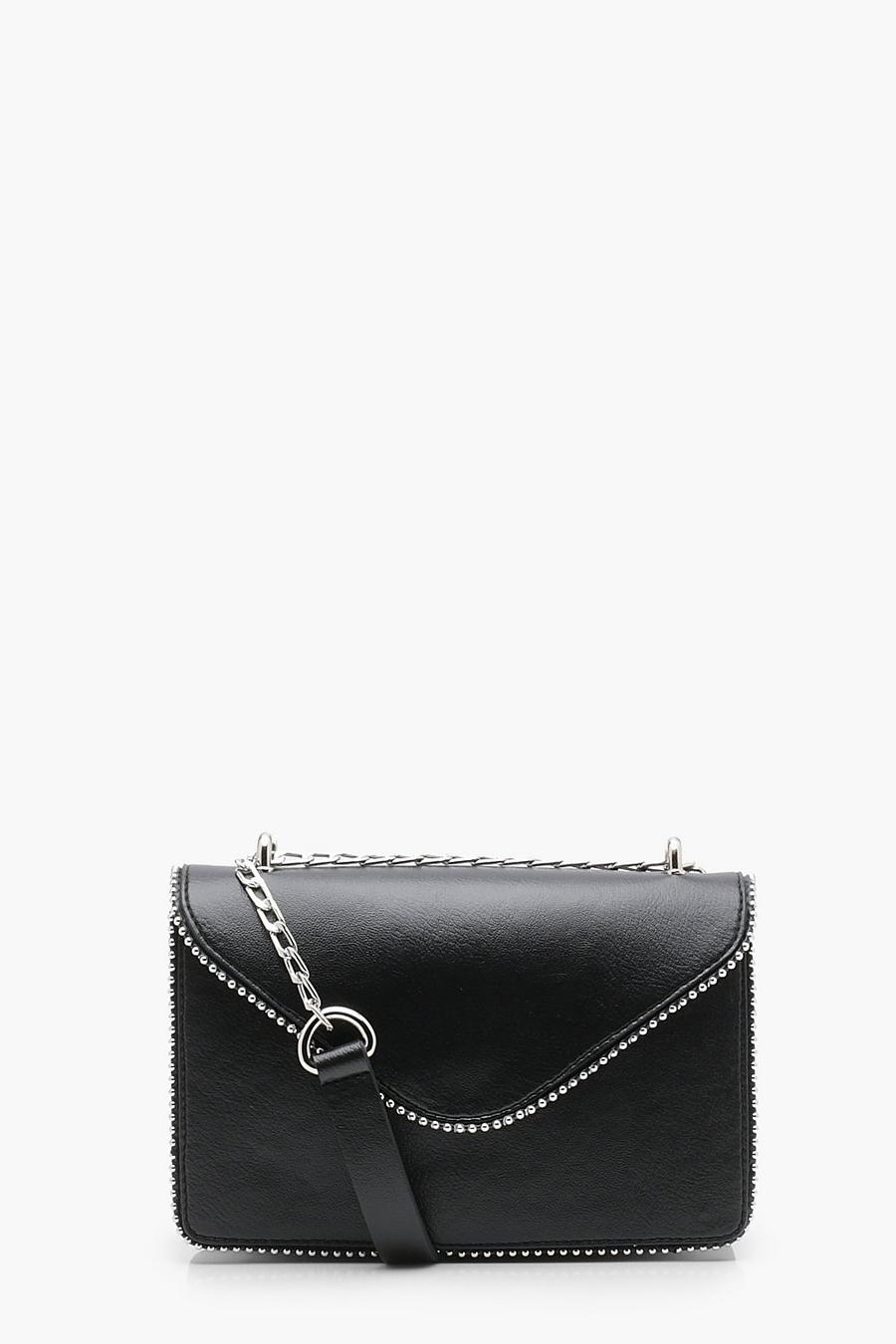 Black Cross Body With Chain Trim Detail image number 1