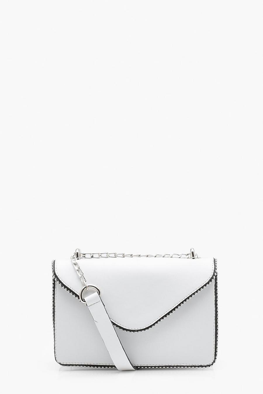 White Cross Body With Chain Trim Detail image number 1