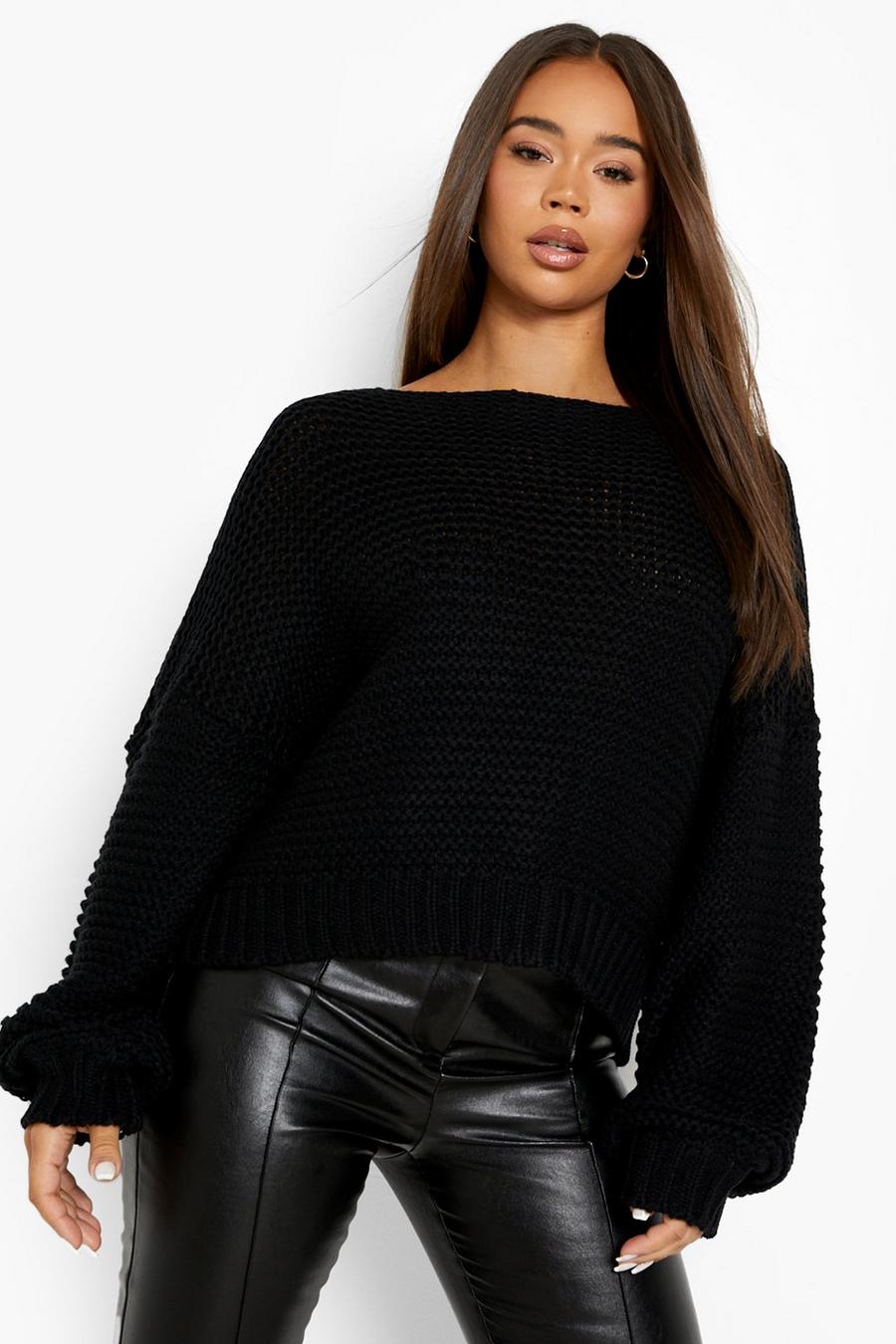 Black Premium Chunky Knitted Jumper image number 1
