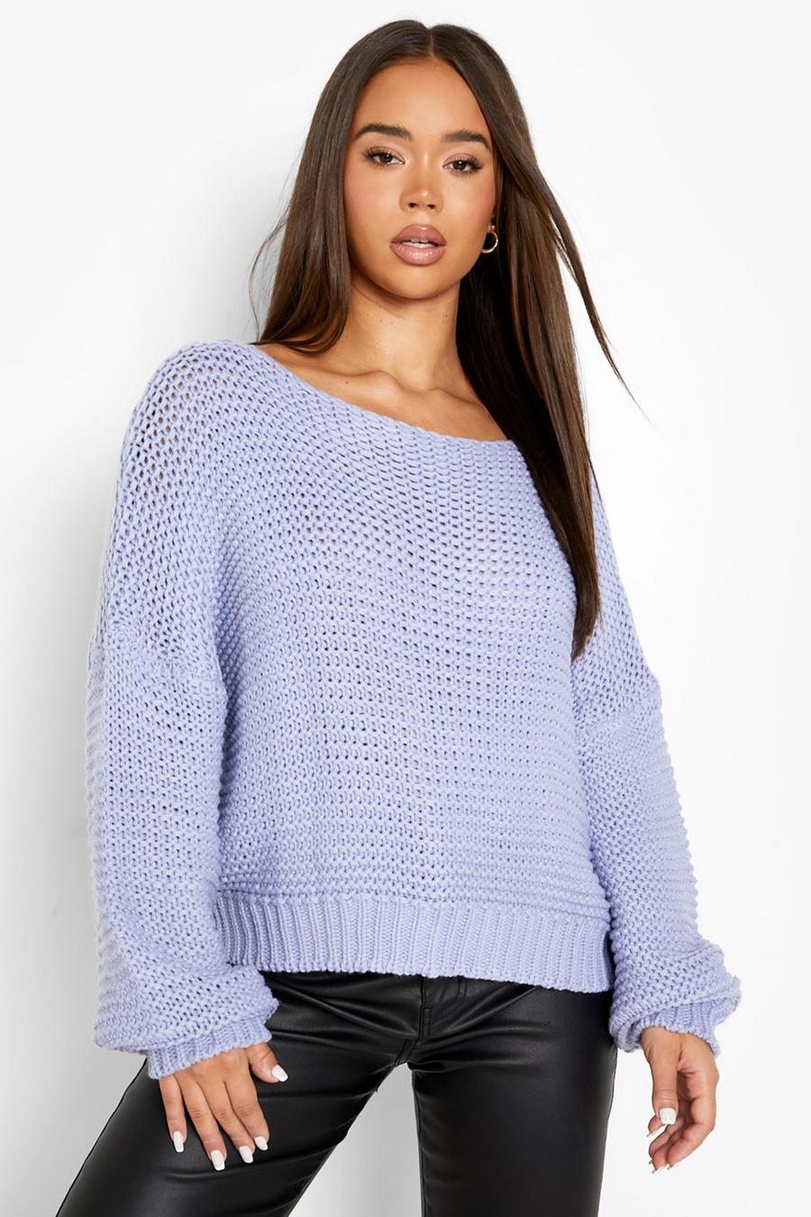 Blue Premium Chunky Crop Sweater