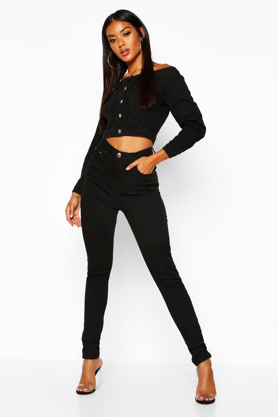 Black Classic Stretch Skinny Jeans Met Hoge Taille image number 1