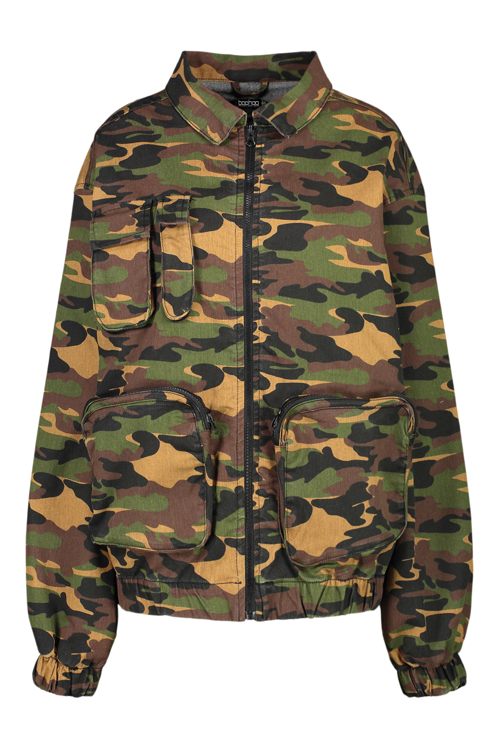 Camo Utility Pocket Denim Jacket boohoo IE