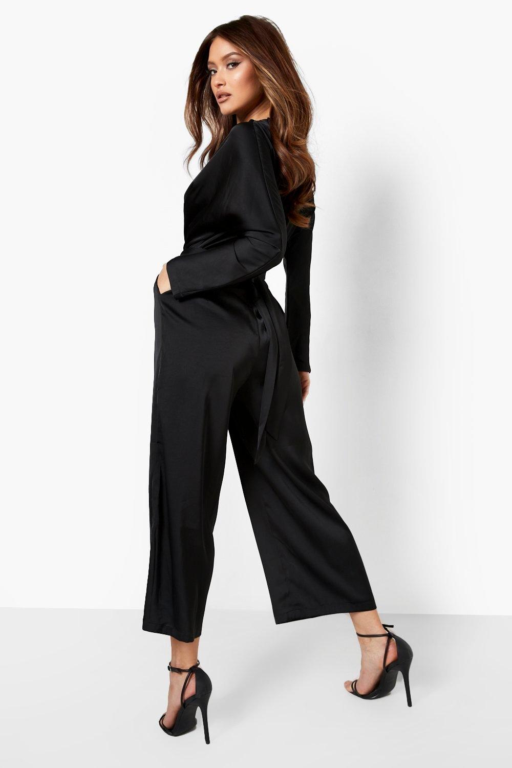 Black culotte jumpsuit uk on sale