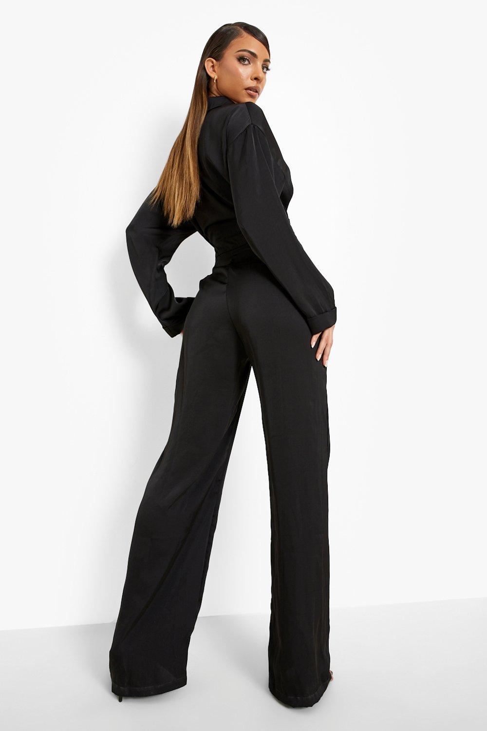 Black best sale jumpsuit boohoo