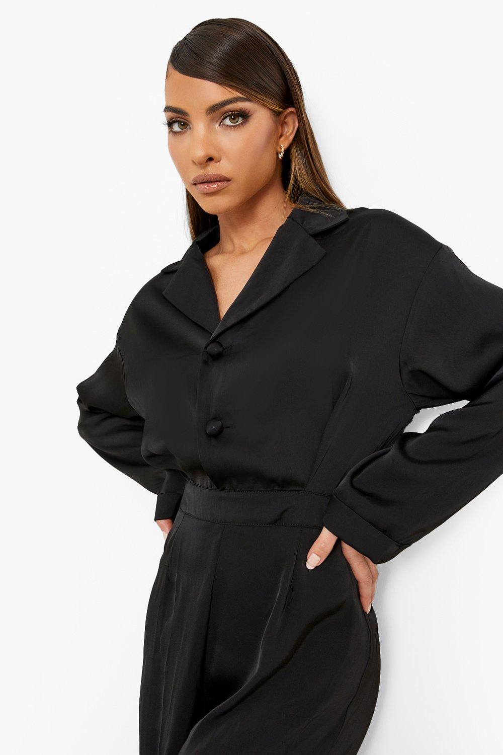 Boohoo cheap satin jumpsuit