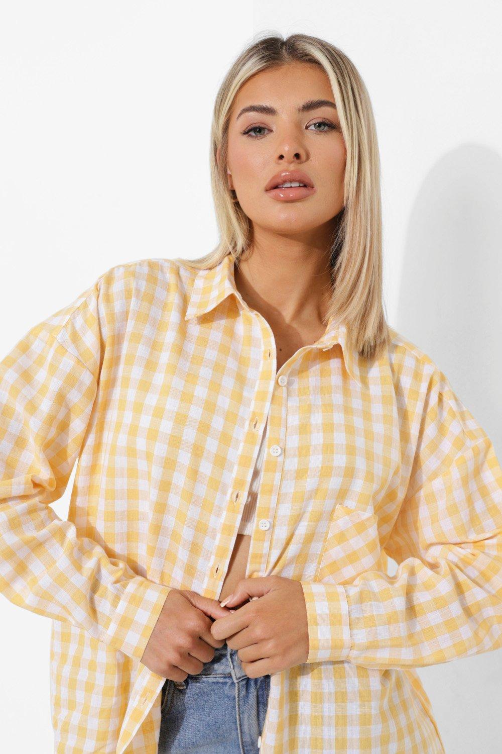 Camisa cuadros best sale amarilla mujer