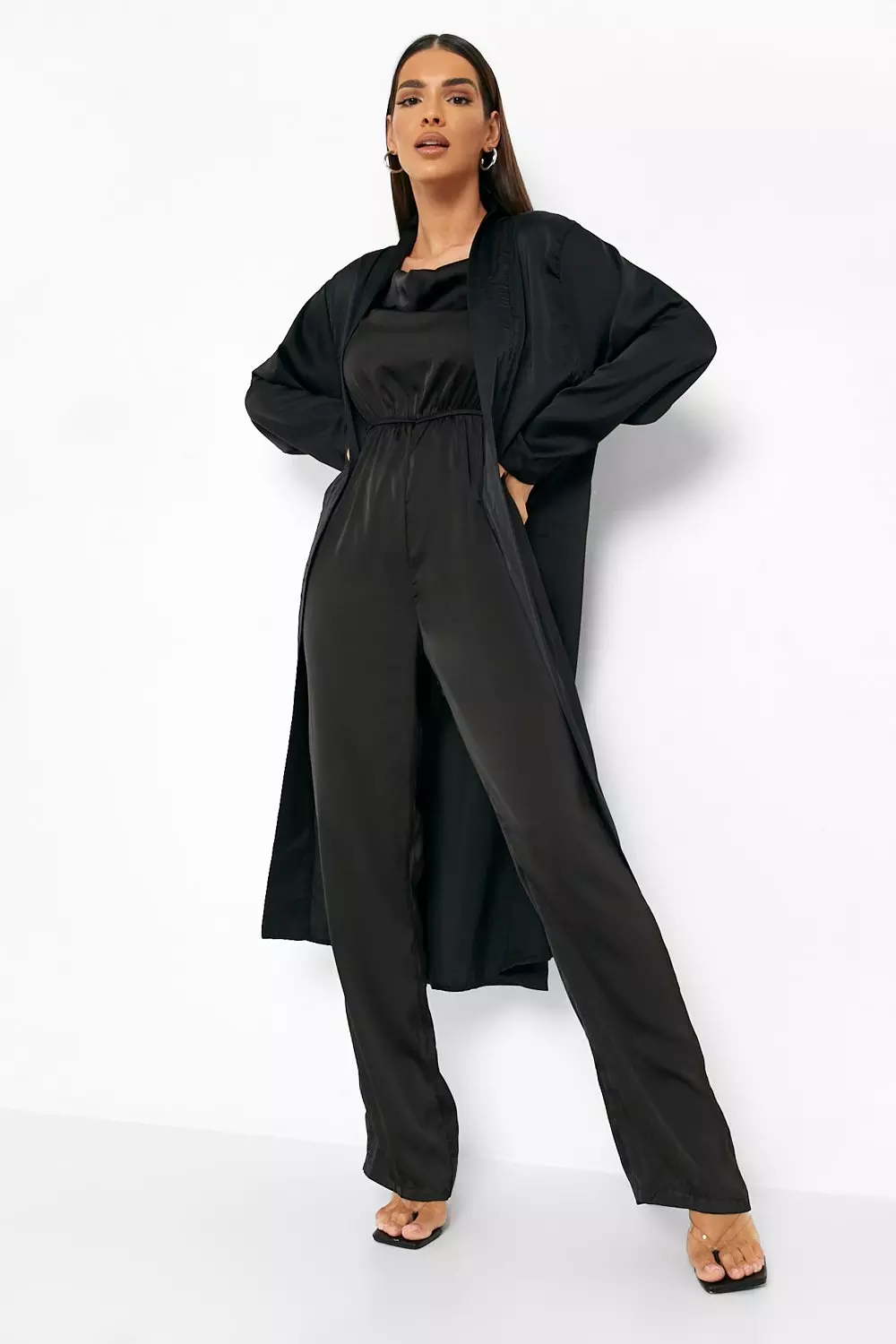 Black shop satin duster