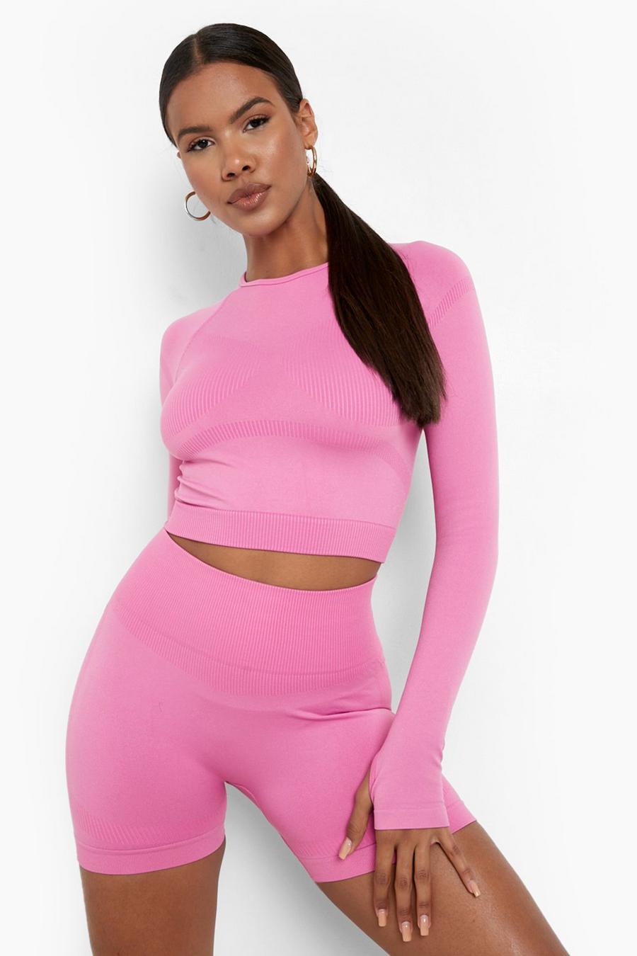Pink Thick Seamfree Booty Boost Cycling Shorts image number 1