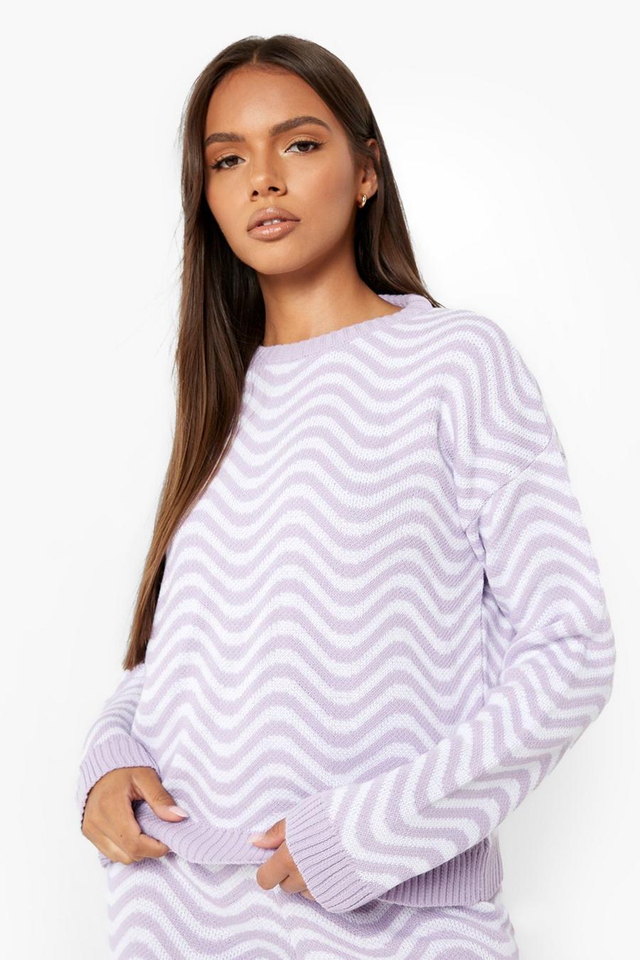 Pullover im Wellen-Design, Flieder violet