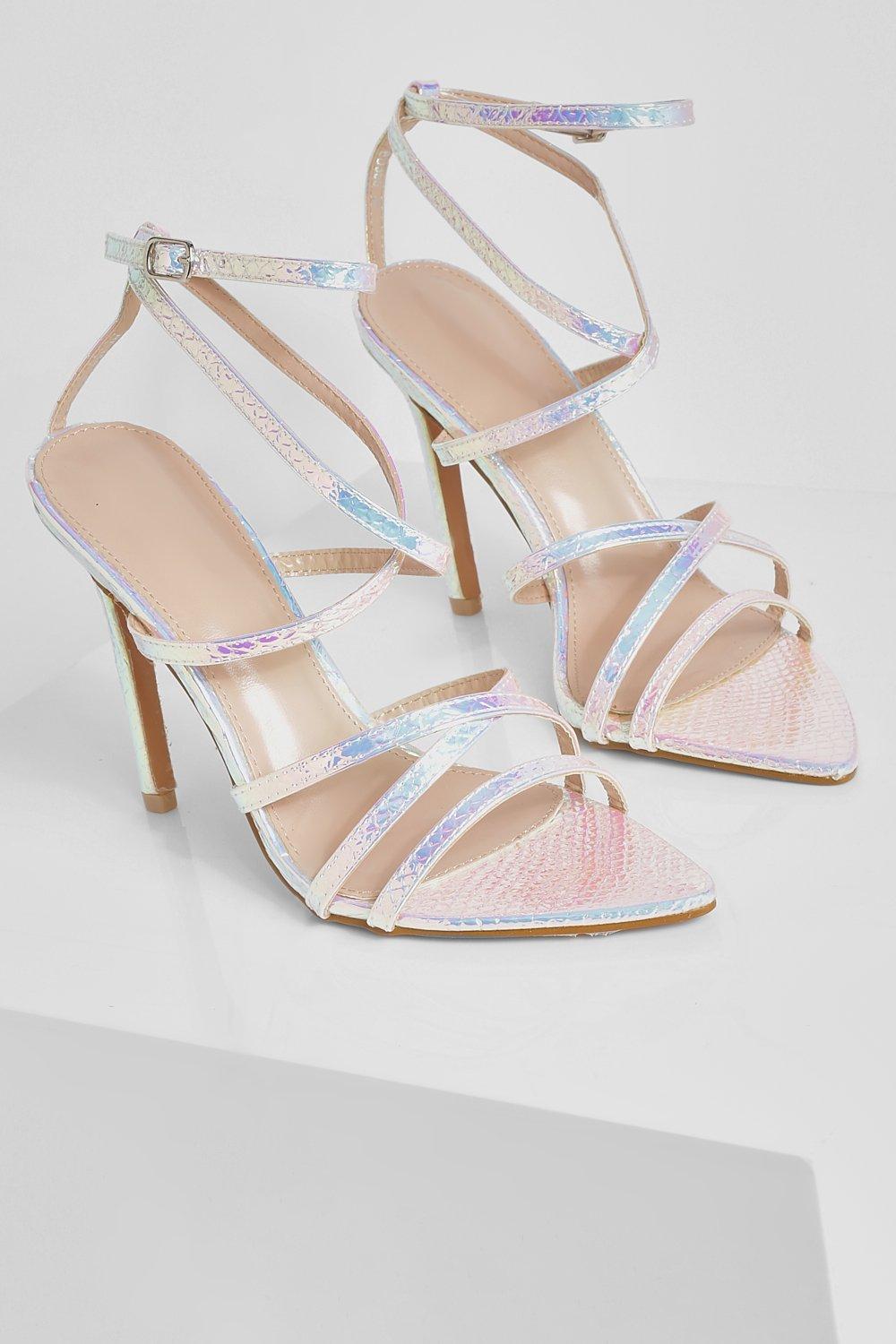 Iridescent strappy hot sale heels